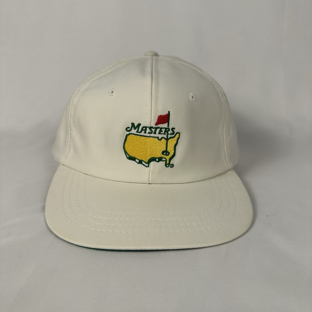 Vintage Masters Tournament Golf Hat White Derby Strapback USA Made Augusta Green